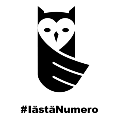 Tehdään iästä numero kansanliikkeen logo. Musta piirretty pöllö. #IästäNumero.
